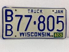 Wisconsin 1981 Truck License Plate BB-77805 Collectible Jan 82 Tags picture