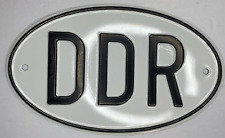 DDR White Oval Auto License Plate German Democratic Republic E. Germany (Soviet) picture
