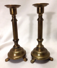 Antique Vintage Clawfoot Brass Candle Holders picture