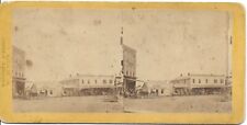M Hiler Stereoview Lowell Michigan Street View c1860-70s Opera House & Market picture