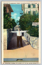 Postcard FL St Augustine Treasury St Narrowest Street In U.S. Linen A12 picture