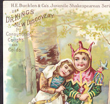 Dr Kings New Discovery 1895 Shakespeare Love's Labor Lost Cough Cure Trade Card picture