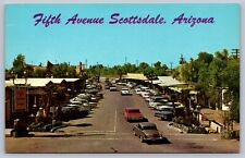 Postcard Scottsdale AZ View on Fifth Avenue Old Cars picture