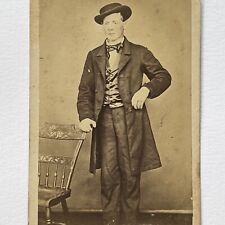 Antique CDV Photograph Handsome Distinguished Man Great Pose Attire Photo Stand picture