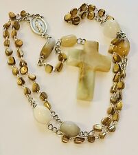 Handmade Catholic Rosary Miraculous Medal 30” Amber Quartz Citrine Soapstone picture