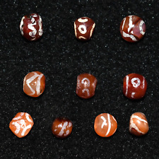 10 Ancient Etched Round Carnelian Longevity Stone Beads in very Good Condition picture