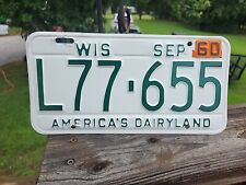  Vintage 1959 - 60  Wisconsin America's Dairyland License Plate  # L77 - 655  picture