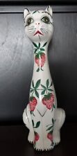 Vintage Italian Pottery Long Neck Cat Hand Painted Italy 9.5  picture