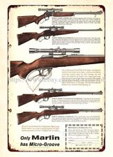 1960 Marlin Rifles Micro Groove Firearm Hunting metal tin sign cafe tavern signs picture