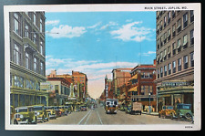Postcard Joplin MO - c1920s Main Street Downtown Business Frisco Station picture