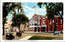 1924, Hotel Rogers, Post Office & Town Hall, LEBANON, New Hampshire Postcard picture