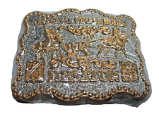 Hesston Gold and Silver Plated 1987 NFR Miniature Cowboy Rodeo Youth Buckle New picture