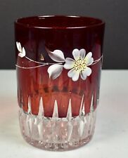 Antique EAPG Ruby Stain Greensburg Glass Sunk Honeycomb Hand Decorated Tumbler picture