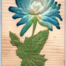 c1910s Happy Birthday Austria Silk Blue Flower Postcard Embossed Fabric Vtg A67 picture