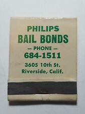 Philips Bail Bonds Matchbook Cover - Riverside, California  picture