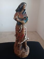 Native American Indian Woman With Baby Figurine Hecho En Mexico Vintage 15
