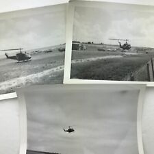 Vintage Black and White Photo Lot of 3 Helicopter Flying Landing Field Aircraft picture