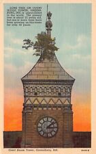 IN Indiana Greensburg Decatur County Court House Tree Tower Old Vtg Postcard  picture