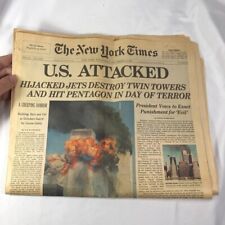 New York Times US Attacked Late Edition 9/11/01 Newspaper 12 Sept 2001 Complete picture