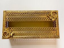 Vintage Hollywood Regency Gold Metal Tissue Box Cover picture