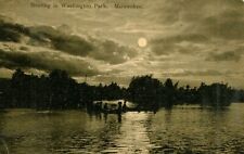 Antique 1907 POSTCARD, RPPC, Milwaukee, WISCONSIN, Boating in WASHINGTON PARK picture