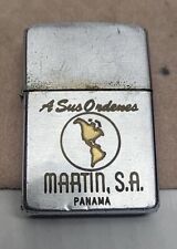 Vintage Zippo Lighter Advertising  A Sus Ordenes Marrin S A Panama picture
