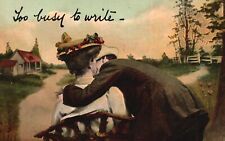 Vintage Postcard 1908 Lovers Couple at the Park Kissing Too Busy to Write picture