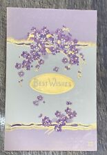 PURPLE FLOWERS GOLD LETTERING EARLY DIVIDED BACK EMBOSSED POSTCARD picture