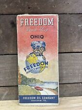 Vintage Freedom Oil Road Map Of Ohio Freedom Oil Company Bulldog  picture