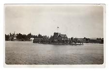 RPPC Brick House on Island Surrounded by Trees and Water Real Photo Postcard picture