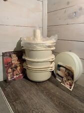 Vtg NEW 14 PC Almond Tupperware Tupperwave Stack Cookware System Microwave USA picture