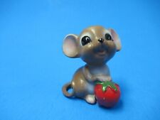 Josef Originals Brown Mouse w/ strawberry Figurine Porcelain 3