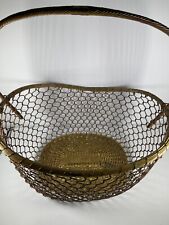 VTG Woven Brass Oval Basket w Handle Handcrafted Decorative Crafts #3402 India picture