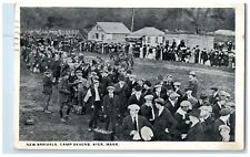 1917 New Arrivals Fall In Line Crowd Camp Devens Ayer Massachusetts MA Postcard picture
