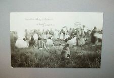Old Antique Vtg Dated 1909 RPPC Native American Indians Photo of Beef Issue Okla picture
