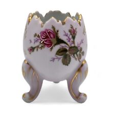 Vintage Inarco Cracked Egg Footed Vase (Lavender, Floral, Gold Trim, 3H3I99/S) picture