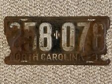 1935 NC North Carolina License Plate Tag 258-078 - Poor Condition - Vintage picture