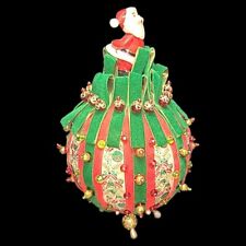 Rare Vintage Handmade Beaded Sequin Pushpin Christmas Music Box Lee Ward 7