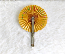 Vintage Beautiful Handmade Colorful Hand Fan Tin Cover Decorative Japan HF17 picture