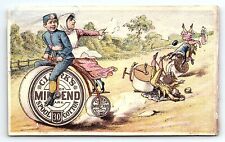 c1880 CLARK'S MILE END SPOOL COTTON UNICYCLE CRASH VICTORIAN TRADE CARD Z4138 picture