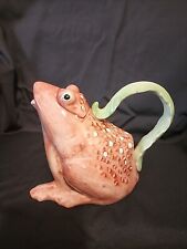 Vintage Fitz and Floyd  Frog Teapot 1990 6 In Tall (Fine Crack On Handle) Good picture
