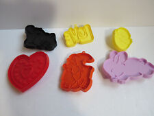 Lot Of 6 Cookie Cutters Plastic Cat- LOVE- Rabbit -Witch- Tweedy Bird Egg- Heart picture