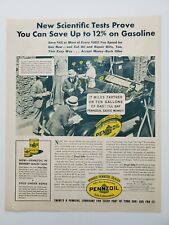 Pure Pennsylvania Pennzoil Lubrication Gas Mileage Men Car 1933 Vintage Print Ad picture