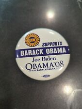 UAW for Obama Biden 2008 Official Button United Auto Workers Pin Advertising  picture