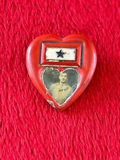 WW2 WWII US Army Sweetheart Pin Bakelite Red Heart Blue Star Clasp Picture picture