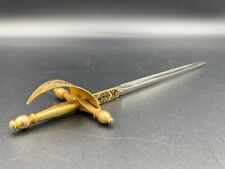 Vtg TOLEDO Spain Damascene Sword Letter Opener Ornate Brass Paper Tool 8 1/8