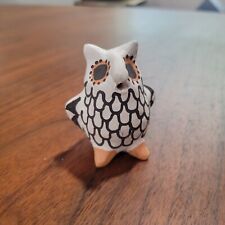Acoma New Mexico Pueblo Pottery Miniature Owl Hand Painted Signed Vintage 2.5