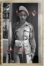 40s Vietnam War SAIGON YOUNG MAN ARMY GATE GUARD GUN PORTRAIT Vintage Photo 1258 picture