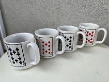 Vtg mugs  kitsch ceramic set 4 Playing Cards Theme Gambling picture