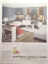 Armstrong's Linoleum Floors Lancaster PA Bedroom White Red Vintage Print Ad 1936 picture